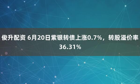 俊升配资 6月20日紫银转债上涨0.7%，转股溢价率36.31%